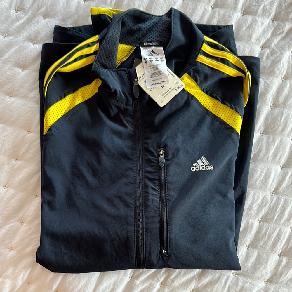 NWT - Adidas Black and Yellow waterproof zip up